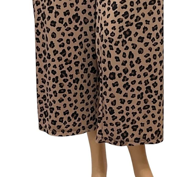 IMAN Leopard Animal Print Pants Crop Palazzo Wide Leg Pull On Sz XLP NWOT - Picture 3 of 13